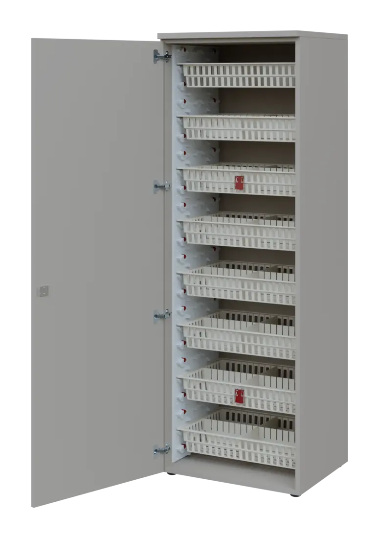 EUROMEDICA D - 66/M ABS skříň léková boxová, 1-dveřová, levá, 1950x660x535, korpus šedý, dvířka šedá